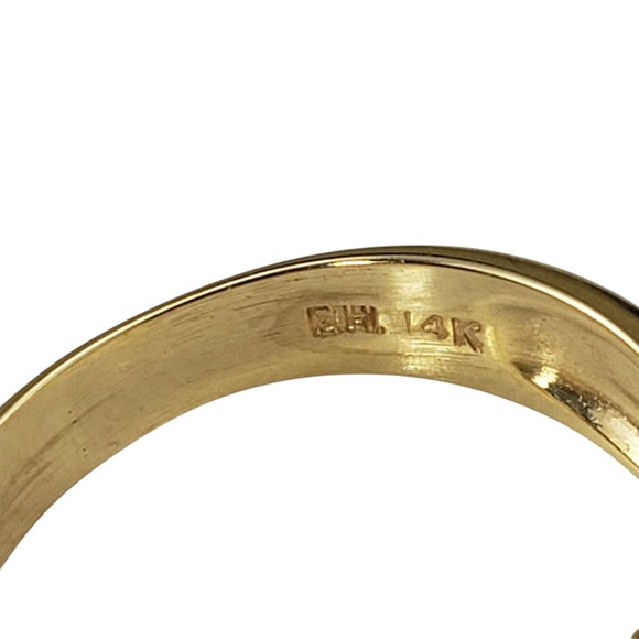 14K Yellow Gold Emerald and Diamond Band Ring Size 7.25  #21206 - Picture 6 of 9